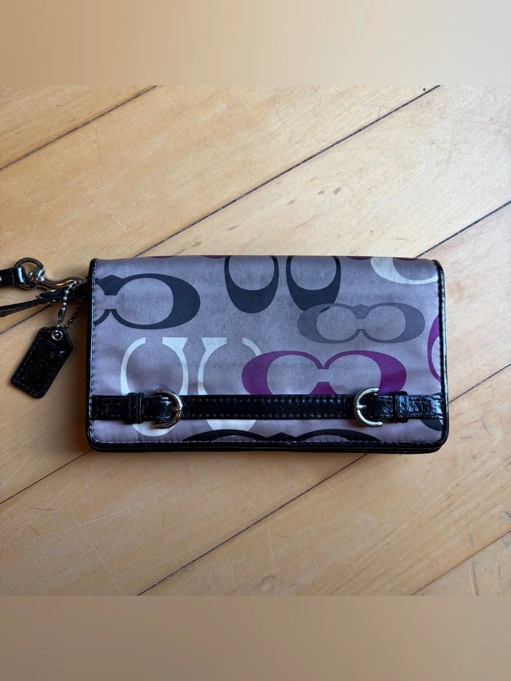 COACH Soho Optic Print Demi Clutch VTG Y2K Double Buckle Wristlet Wallet *READ*